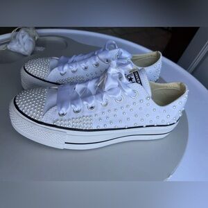 Custom All Star Converse Platform shoes for Special Occassion wedding size 8.5